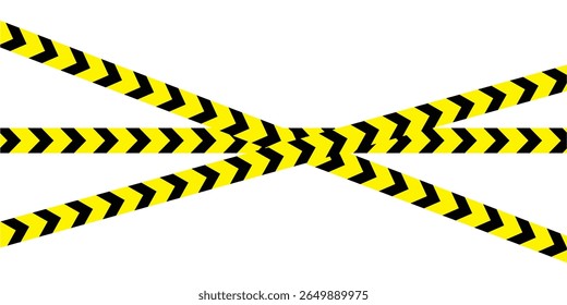 Set of seamless yellow and black warning tapes with text do not cross, warning, caution. Isolated on white background. Design elements for reconstruction, vector illustration in eps 10.