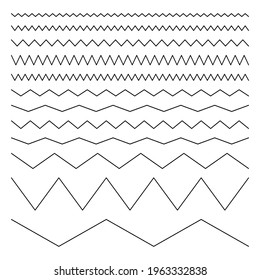 Set of seamless zigzag lines. Graphic design elements isolated on white background
