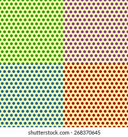 Set of Seamlessly repeatable dotted, polka dot backgrounds, dotted patterns. 