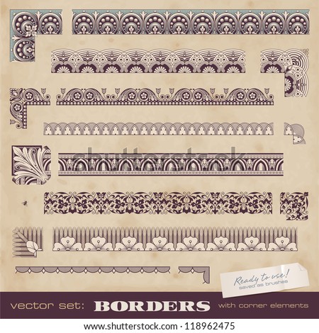 set of seamlessly tiling borders for certificates or similar documents