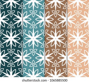 Set of SeamlSet of Seamless background pattern in geometric floral style. Vector illustration.