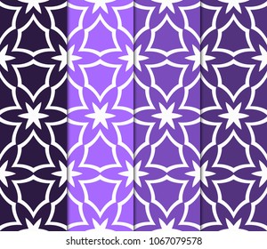 Set of SeamlSet of Seamless background pattern in geometric floral style. Vector illustration.