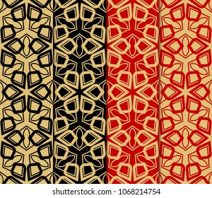 Set of SeamlSet of Seamless background pattern in geometric floral style. Vector illustration.