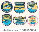 set of seaplane badge design collection