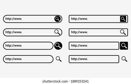 Set of search address and navigation bar symbol. Search form template. Illustration vector