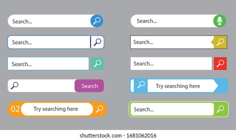 set of search bar or search boxes ui interface for website. eps 10 vector