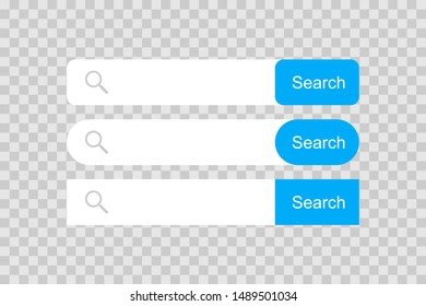 Set Search bar element design, set of search boxes ui template isolated on transparent background. vector illustration.