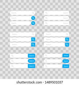 Set Search bar element design, set of search boxes ui template isolated on transparent background. vector illustration.