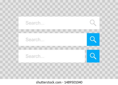 Set Search bar element design, set of search boxes ui template isolated on transparent background. vector illustration.