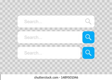 Set Search bar element design, set of search boxes ui template isolated on transparent background. vector illustration.