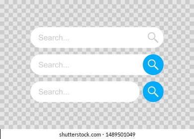 Set Search bar element design, set of search boxes ui template isolated on transparent background. vector illustration.