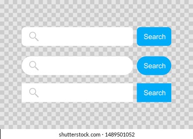 Set Search bar element design, set of search boxes ui template isolated on transparent background. vector illustration.