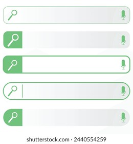 Set of search bar element design. Green theme search bar icon isolated on background.