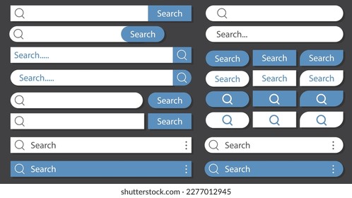 Set of search bar with falling shadow. Vector concept element for web design, app, software and interface design. Ready search bar for website.