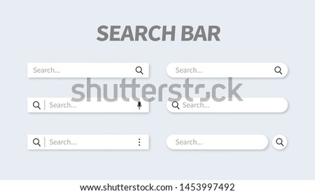 Set of search bar with falling shadow. Vector concept element for web design, app, software and interface design. Ready search bar for website.