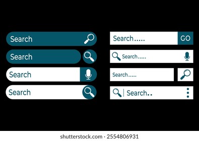 Set of search bar icon vector isolated on white background