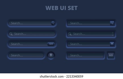 Set von Suchleiste für ui design. Suchadresse und Navigationsleiste auf blauem Hintergrund