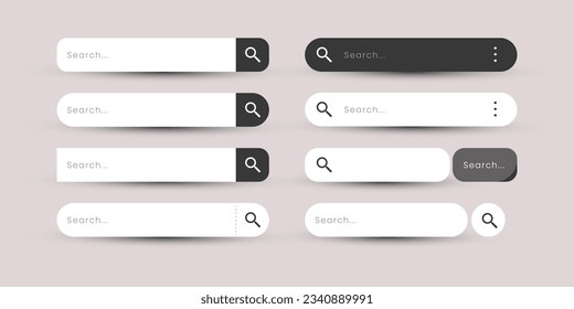 Set of search Bar for ui design elements vector graphic. Search Address and navigation bar icon. Collection of search form templates for websites.