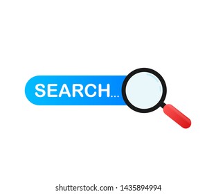 Set Search bar vector element design, set of search boxes ui template isolated on blue background. Vector stock illustration.