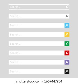 Conjunto de barras de búsqueda. Ilustración de vectores en diseño plano