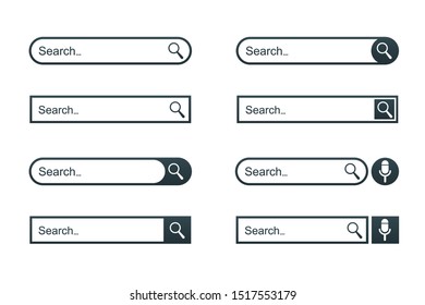 Set search bar web page internet browser button, search box template isolated – stock vector