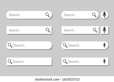 Set search bar web page internet browser button, search box template isolated – for stock