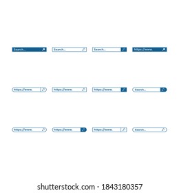 Set search bar web page internet browser button, search box template isolated – stock vector