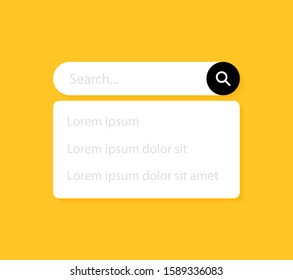 Set Search bar. Web ui design element for web site or browsers. Text field and search button. Vector illustration graphic design.