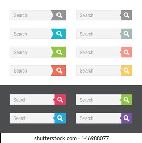 Set of search bars, flat web design elements