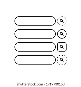 Set of search bars, flat web design elements
