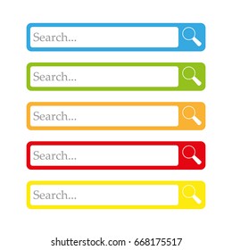 Set of search bars, flat web design elements
