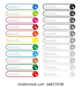 Set of search bars, flat web design elements