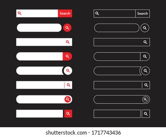 Set of search bars. Vector illustration