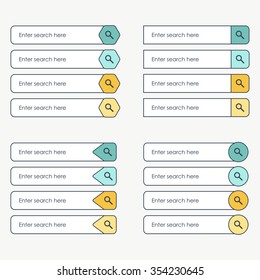 Set of search bars. Web design elements. Templates for site