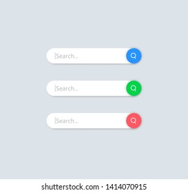 Set search bars wit shadow. Web element, app, ui. Marketing concept. Vector illustration. EPS 10