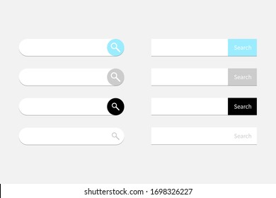 Set of search boxes ui template. Modern Search bar element. Vector isolated on background