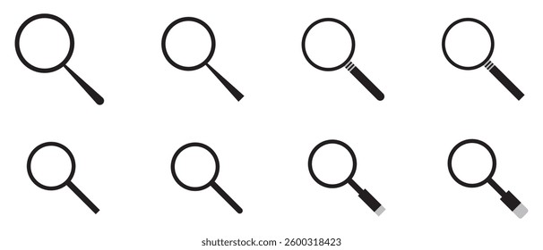 set of search button icon on white background.