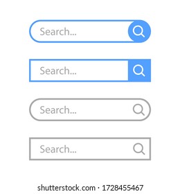 Set of search button, UI elements. Vector template for browsers with search bar and text field. Modern menu for sites and apps.