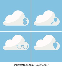 set of search characters for a profit in the cloud. vector. isol