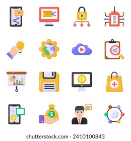 Set of Search Engine Optimization Flat Icons 
