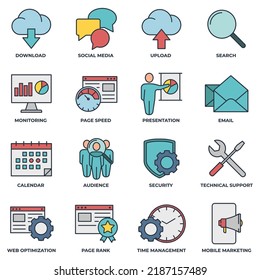 Set of Search Engine Optimization icon logo vector illustration. SEO Optimization pack symbol template for graphic and web design collection.