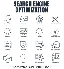 Set of Search Engine Optimization icon logo vector illustration. SEO Optimization pack symbol template for graphic and web design collection.