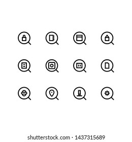 Set of search, find, zoom, outline style icon - vector