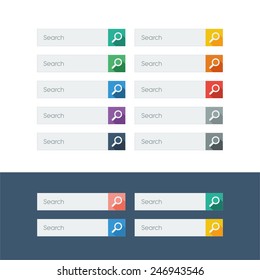 Set of search flat design icons in colorful bars or icons for graphic user interface on websites, applications, infographic. Eps10 vector illustration.