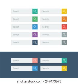 Set of search flat design icons in colorful bars or icons for graphic user interface on websites, applications, infographic. Eps10 vector illustration.