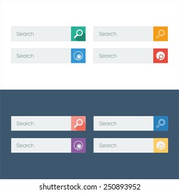 Conjunto de iconos de diseño plano de búsqueda en barras coloridas o iconos para la interfaz gráfica de usuario en sitios web, aplicaciones, infografía. Ilustración vectorial Eps10.