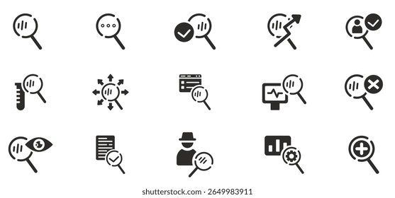 Establecer búsqueda, icono plano, contiene iconos de búsqueda, lupa