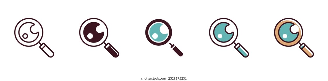 set of search glasses icon vector explore optical magnifier for discovery symbol illustration web or app