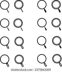 Set of search icons, in different variations, vector, search icon on a clean background, search button