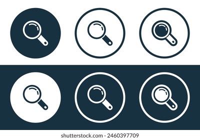 Conjunto de iconos de Búsqueda aislado plano y contorno estilo Ilustración vectorial
